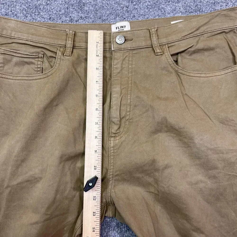 Flint And Tinder Pants Mens 36x34 Brown Stretch Denim Chino Tapered Leg Casual